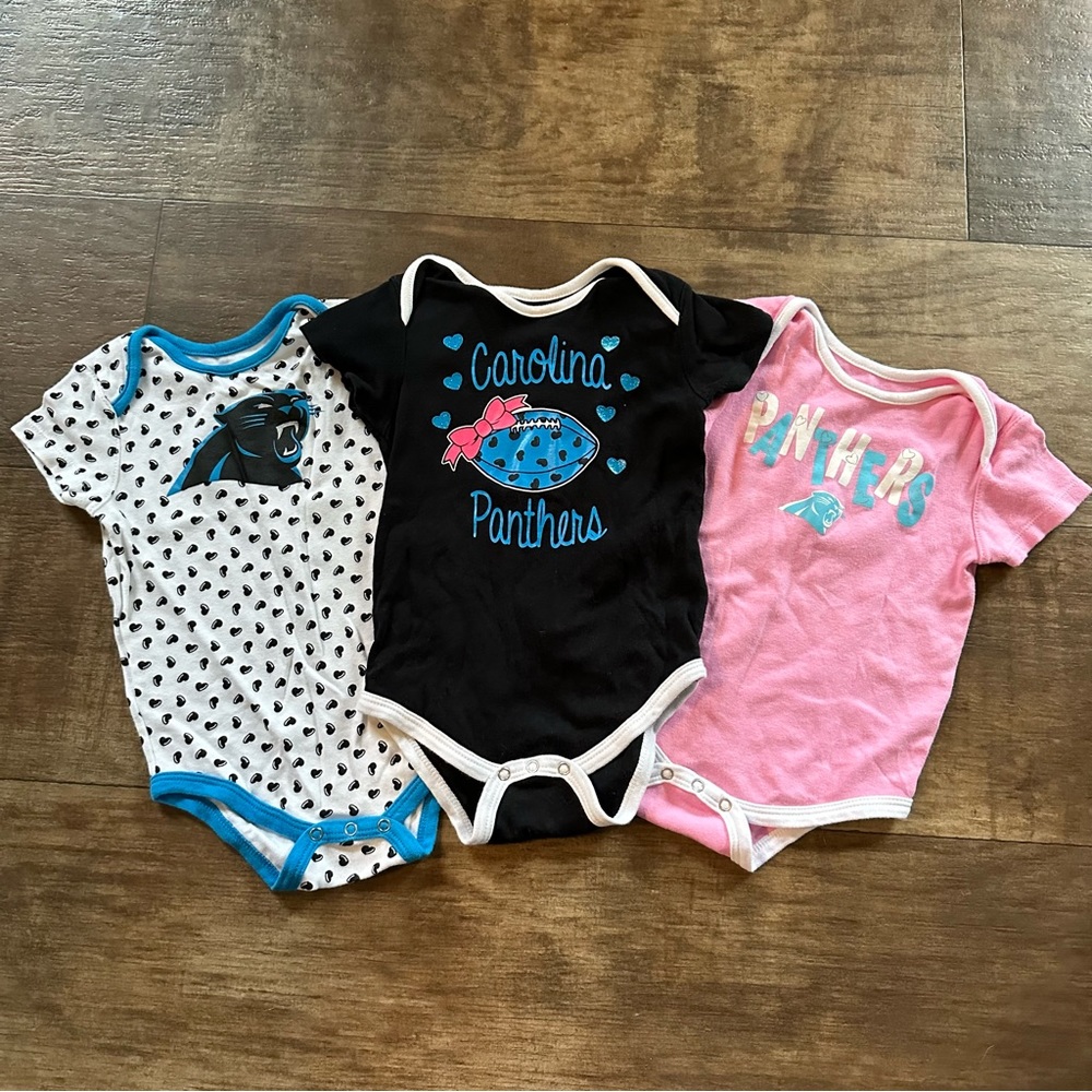 3 NFL Carolina Pathers onesies